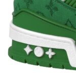 Louis Vuitton Trainer Green Monogram Denim White - Image 3