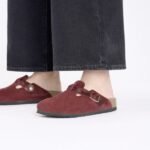 Birkenstock Red Boston Suede Clogs - Image 6