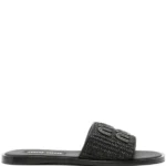 Miu Miu Raffia-effect woven Black slides