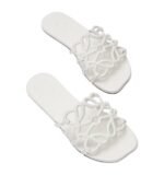 Loewe Petal Anagram slide white in soft calfskin - Image 4