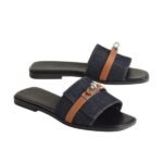 Hermes Giulia sandal Bleu Brut Naturel - Image 2