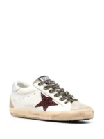 Golden Goose Super-Star With Burgundy Glitter Star And Silver Heel Tab - Image 4