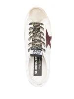 Golden Goose Super-Star With Burgundy Glitter Star And Silver Heel Tab - Image 2