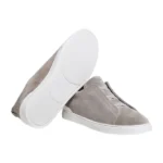 Zegna Grey Mélange Suede Triple Stitch™ Sneakers - Image 3