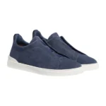 Zegna Grey Mélange Suede Triple Stitch™ Sneakers - Image 2