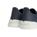 ZEGNA NAVY BLUE DEERSKIN TRIPLE STITCH™ SNEAKERS - Image 2