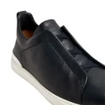 Zegna Navy Blue Deerskin Triple Stitch - Image 4