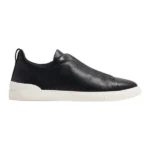 Zegna Navy Blue Deerskin Triple Stitch