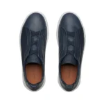 ZEGNA NAVY BLUE DEERSKIN TRIPLE STITCH™ SNEAKERS - Image 4